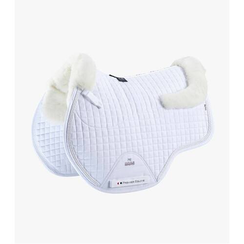 Premier Equine Merino Wool European GP/Jump Saddle Pad - White/Natural Wool - Full size