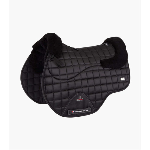PEI Atlantis Satin Wool GP/Jump Saddle Pad - Black/Black Wool - Full size