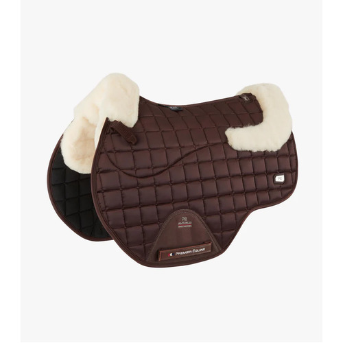 PEI Atlantis Satin Wool GP/Jump Saddle Pad - Brown /Natural Wool - Full size