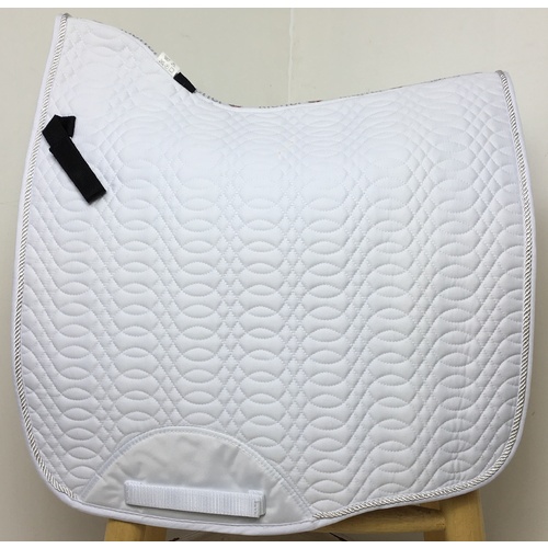 Kieffer Dressage Saddle Pad - White w/ White Cord