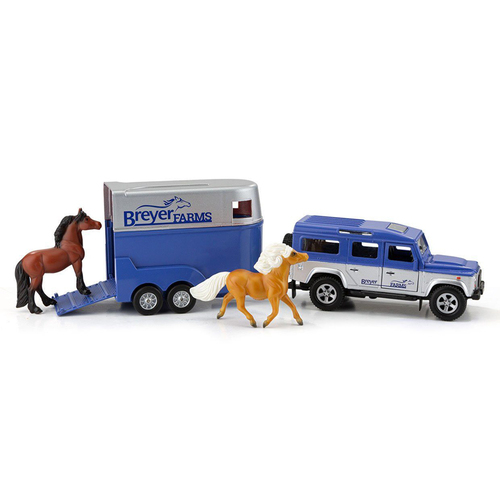 Breyer Stablemates Farms Land Rover & Tag-A-Long Trailer