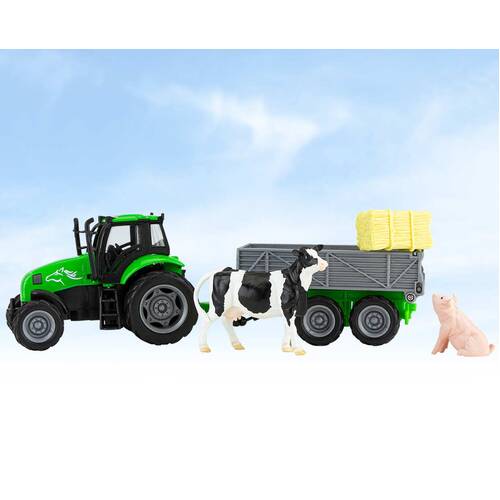 Breyer Stablemates Farms Tractor & Tag A Long Wagon