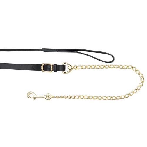 Aintree Leather Lead with 24" Brass Plaited Chain